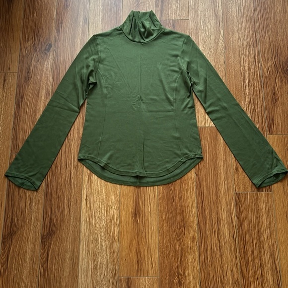 Uniqlo Mame Kurogouchi Wool Blend Turtleneck Long Sleeve T-Shirt Green XS EUC - Picture 2 of 6